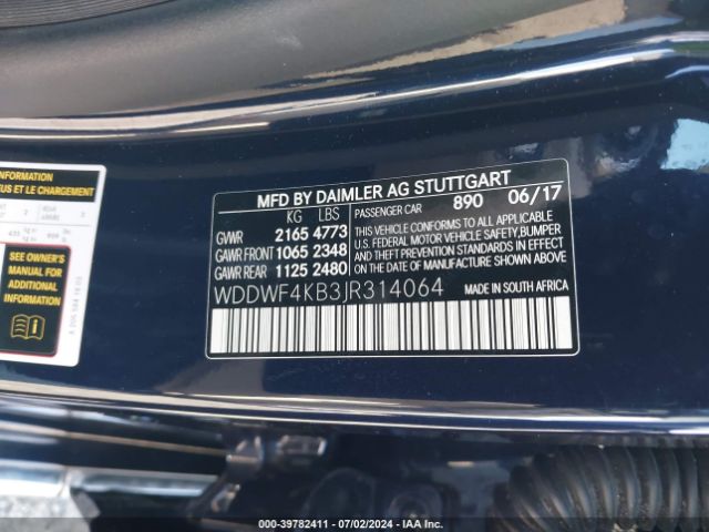 WDDWF4KB3JR314064 Mercedes-Benz C 300 4matic