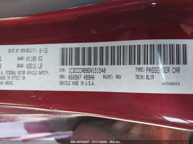 1C3CCCAB9GN191540 Chrysler 200 Limited Platinum