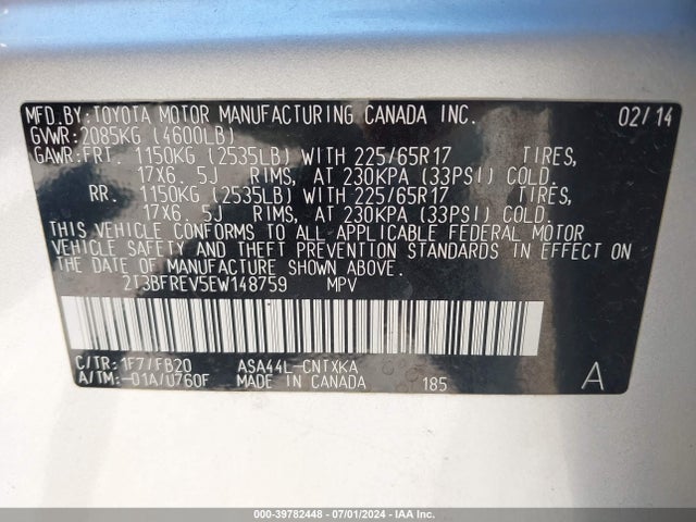 Toyota RAV4 LE 2014 2T3BFREV5EW148759 Image 9