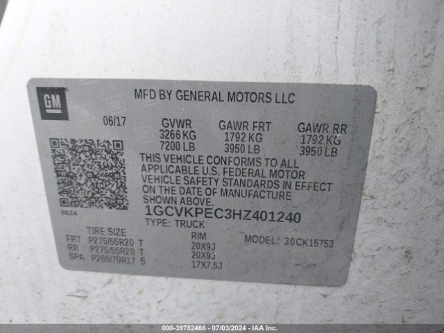 1GCVKPEC3HZ401240 Chevrolet Silverado 1500 Custom