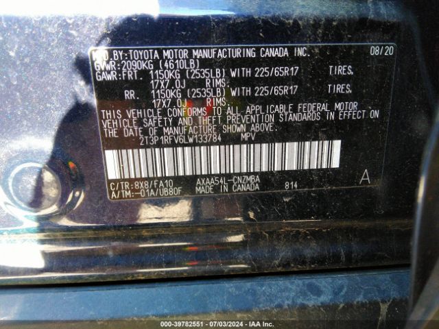 2T3P1RFV6LW133784 Toyota Rav4 Xle