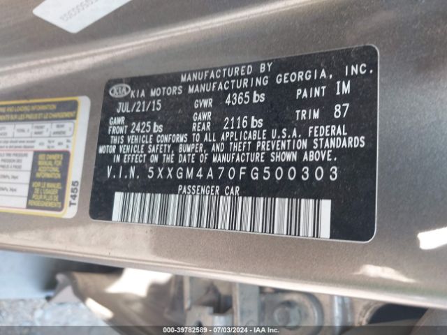 5XXGM4A70FG500303 KIA Optima Lx