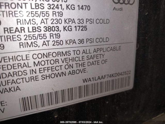 WA1LAAF74KD042522 Audi Q7 55 Premium/55 Se Premium