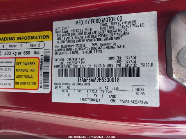 Ford Mustang V6 2017 1FA6P8AM9H5330018 Image 9