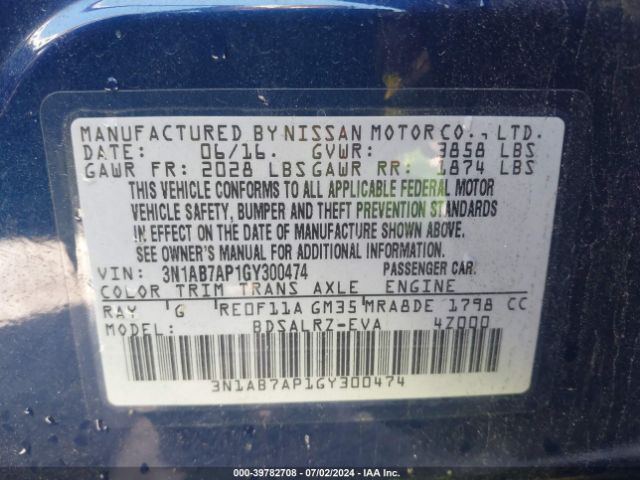 3N1AB7AP1GY300474 Nissan SENTRA SR