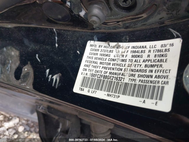 Honda CIVIC EX 2016 19XFC2F88GE216321 Image 9