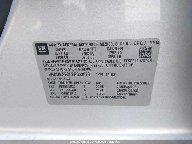 Chevrolet Silverado 1500 2lz 2014 3GCUKSEC6EG353873 Image 9