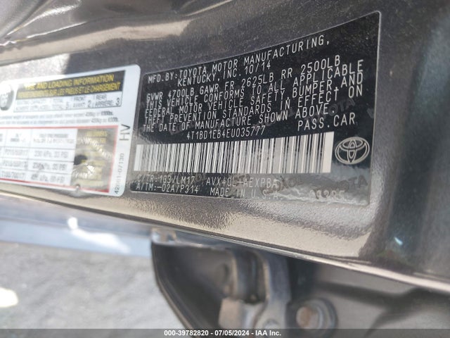 Toyota Avalon Hybrid Limited 2014 4T1BD1EB4EU035777 Image 9