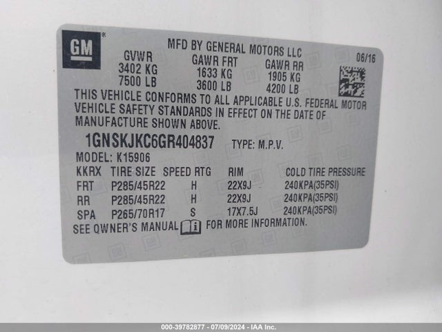Chevrolet Suburban Ltz 2016 1GNSKJKC6GR404837 Image 9