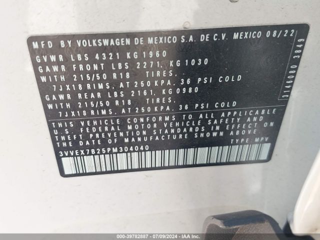 3VVEX7B25PM304040 Volkswagen Taos 1.5t Se