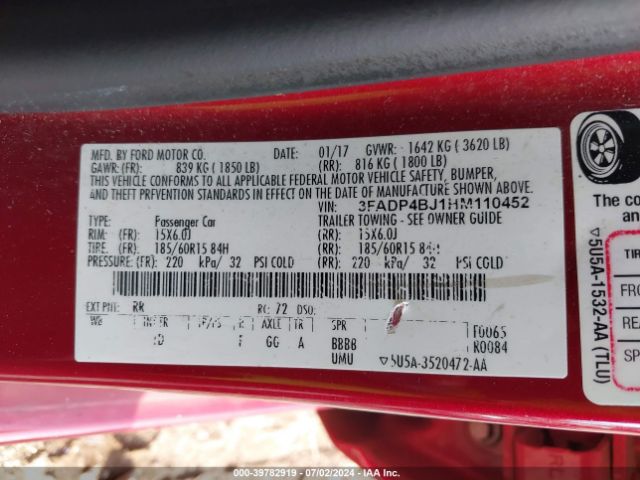 3FADP4BJ1HM110452 Ford FIESTA SE