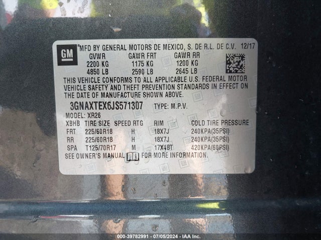 Chevrolet EQUINOX LT 2018 3GNAXTEX6JS571307 Image 9
