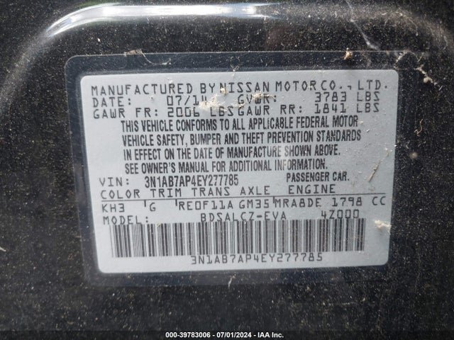 Nissan SENTRA S 2014 3N1AB7AP4EY277785 Image 9