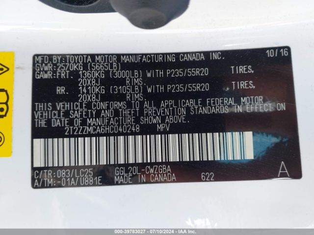 2T2ZZMCA6HC040248 Lexus Rx 350 F Sport