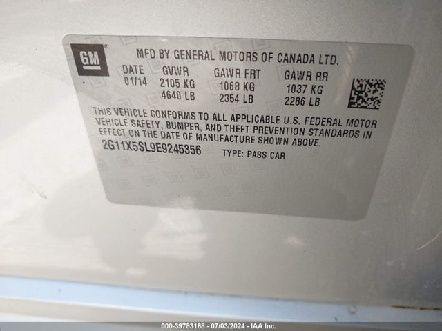 Chevrolet Impala 1fl 2014 2G11X5SL9E9245356 Image 9