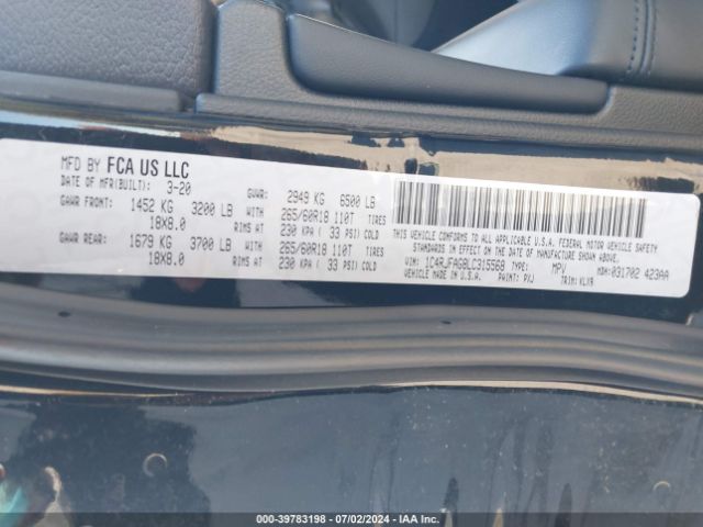 2020 JEEP GRAND CHEROKEE 1C4RJFAG8LC315568 Photo 8