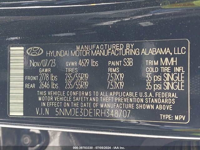 Hyundai Tucson Limited 2024 5NMJE3DE1RH348707 Image 9
