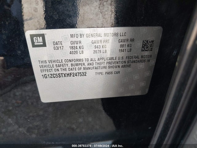Chevrolet Malibu 1fl 2017 1G1ZC5STXHF247532 Image 9