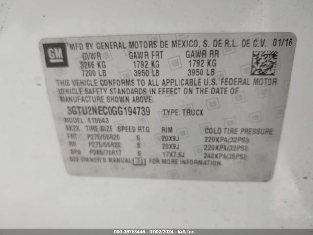 GMC Sierra 1500 Slt 2016 3GTU2NEC0GG194739 Image 9