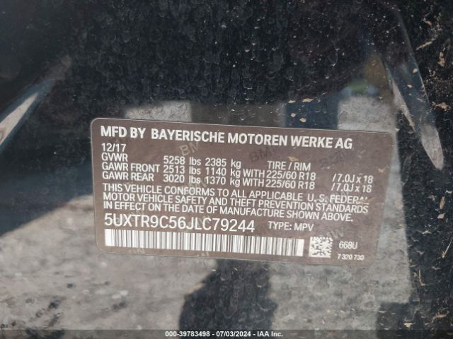 5UXTR9C56JLC79244 BMW X3 Xdrive30i