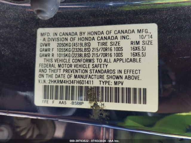 2HKRM4H34FH601411 Honda CR-V LX