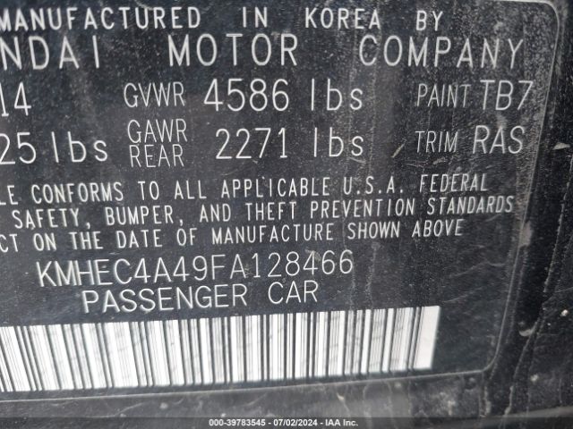 KMHEC4A49FA128466 Hyundai SONATA HYBRID