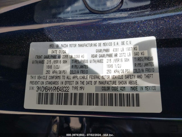 3MVDMBAMXRM648022 Mazda Cx-30 2.5 S