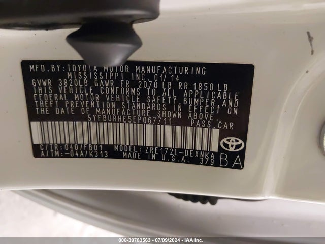 Toyota COROLLA LE 2014 5YFBURHE5EP067711 Image 9