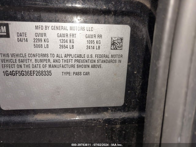 1G4GF5G36EF268335 Buick Lacrosse Premium Ii Group