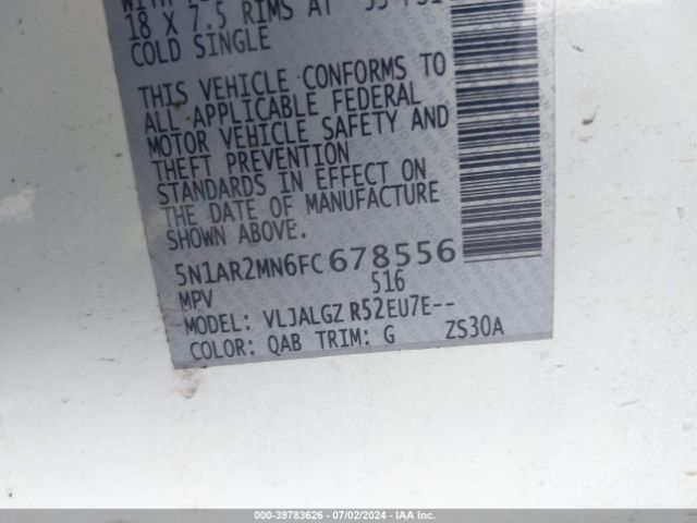 5N1AR2MN6FC678556 Nissan Pathfinder Sl
