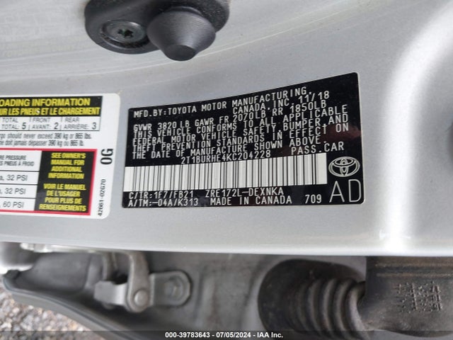 Toyota COROLLA LE 2019 2T1BURHE4KC204228 Image 9