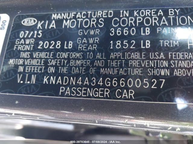KNADN4A34G6600527 KIA RIO EX