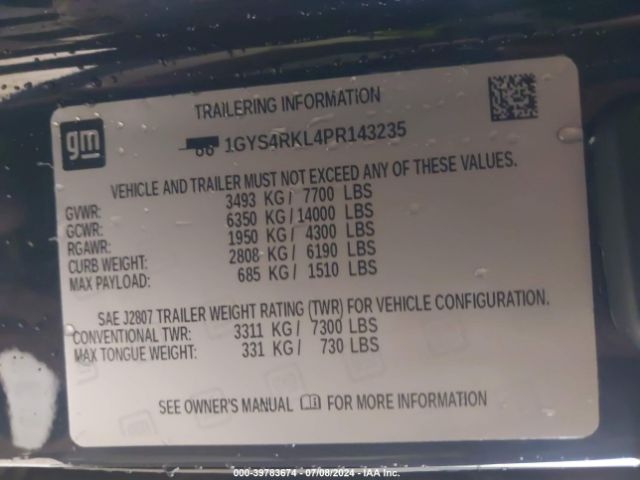 1GYS4RKL4PR143235 Cadillac Escalade Esv 4wd Sport Platinum