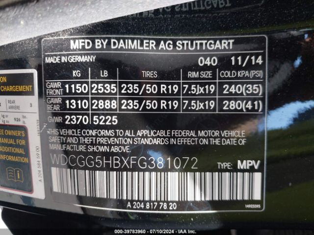 WDCGG5HBXFG381072 Mercedes-Benz GLK 350