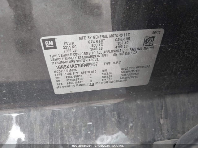 Chevrolet Tahoe Ls 2016 1GNSKAKC7GR409657 Image 9