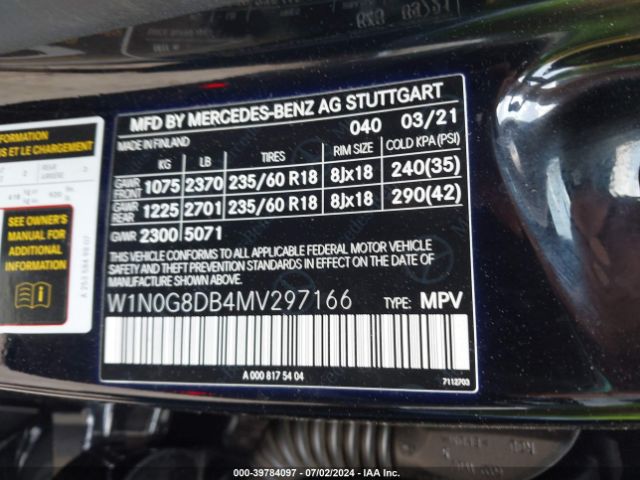 W1N0G8DB4MV297166 Mercedes-Benz Glc 300 Suv