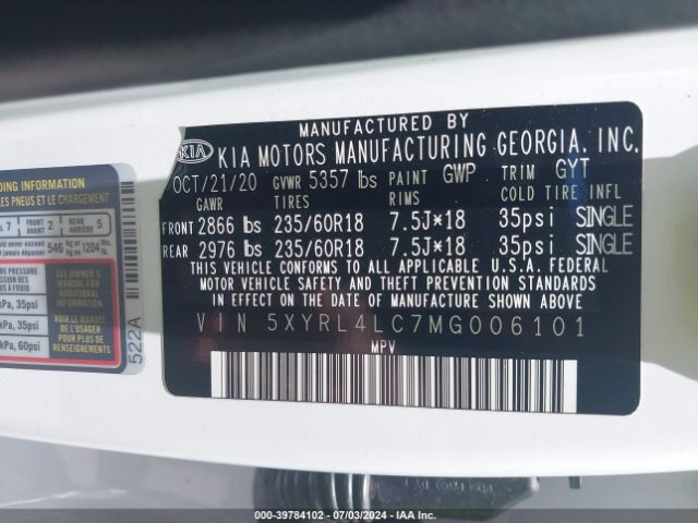2021 KIA SORENTO 5XYRL4LC7MG006101 Photo 8