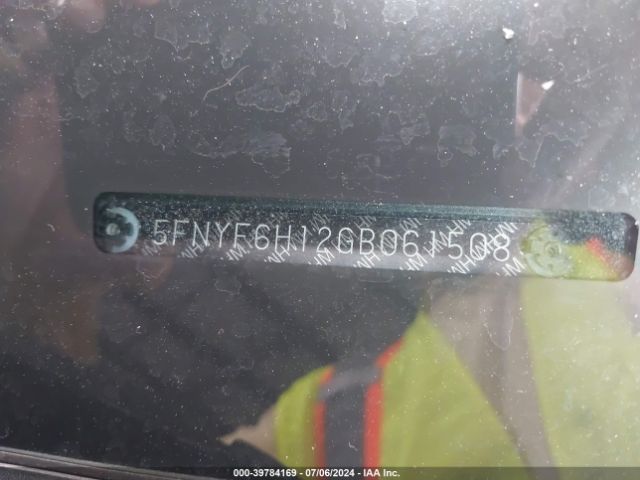 5FNYF6H12GB061508 Honda PILOT LX