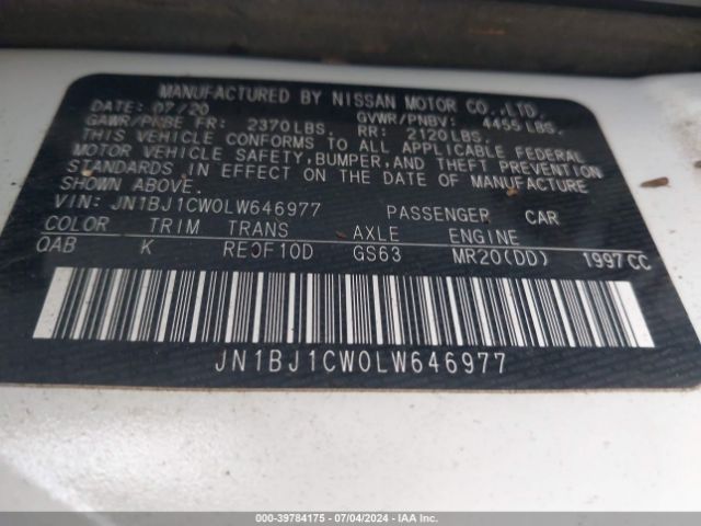 JN1BJ1CW0LW646977 Nissan Rogue Sport Sv Awd Xtronic Cvt