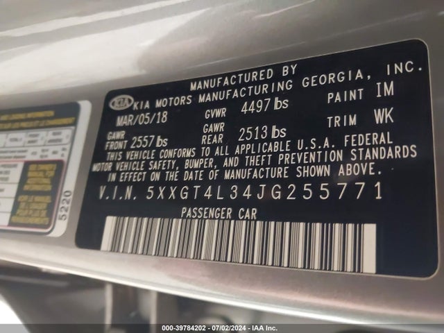 KIA Optima Lx 2018 5XXGT4L34JG255771 Image 9
