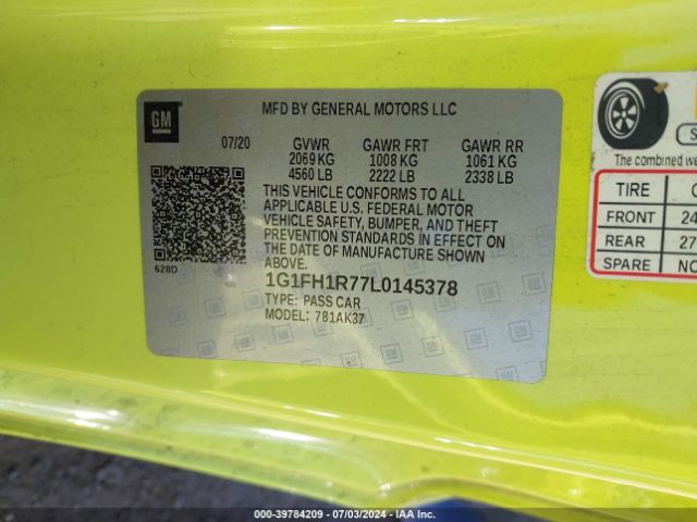 1G1FH1R77L0145378 Chevrolet Camaro Rwd  2ss