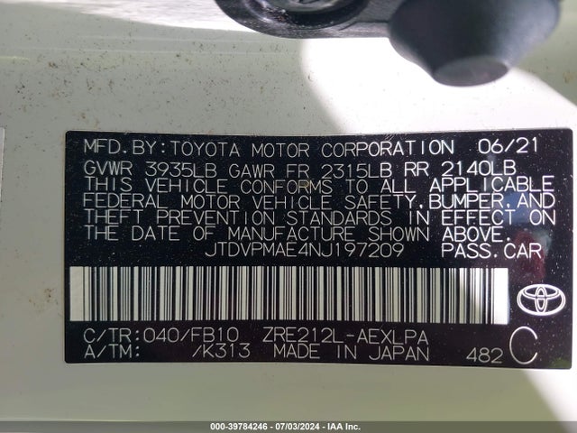Toyota COROLLA LE 2022 JTDVPMAE4NJ197209 Image 9