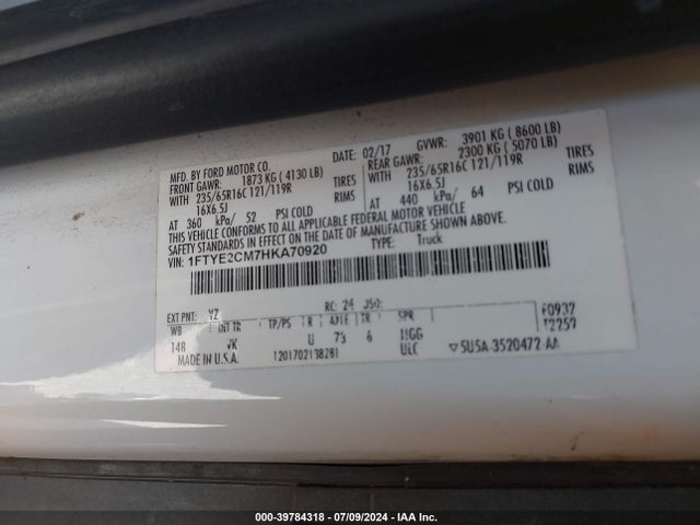 Ford Transit-150 2017 1FTYE2CM7HKA70920 Image 9
