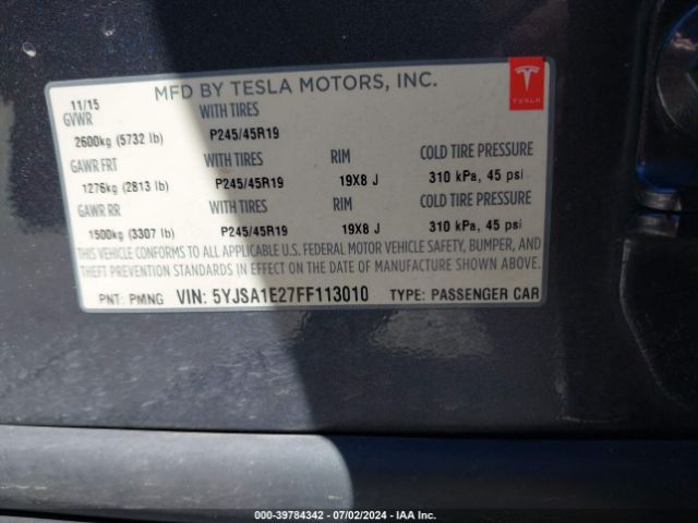 5YJSA1E27FF113010 Tesla Model S 70d/85d/p85d