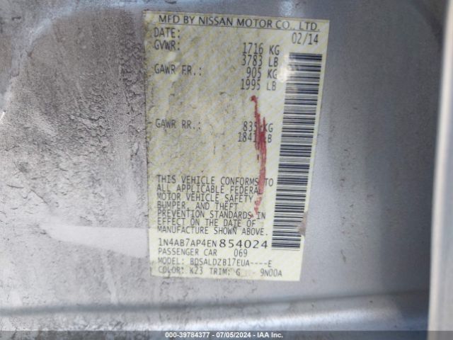 1N4AB7AP4EN854024 Nissan Sentra Fe+ S/fe+ Sv/s/sl/sr/sv