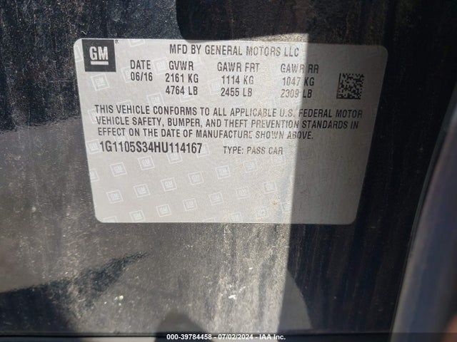 Chevrolet IMPALA 1LT 2017 1G1105S34HU114167 Image 9