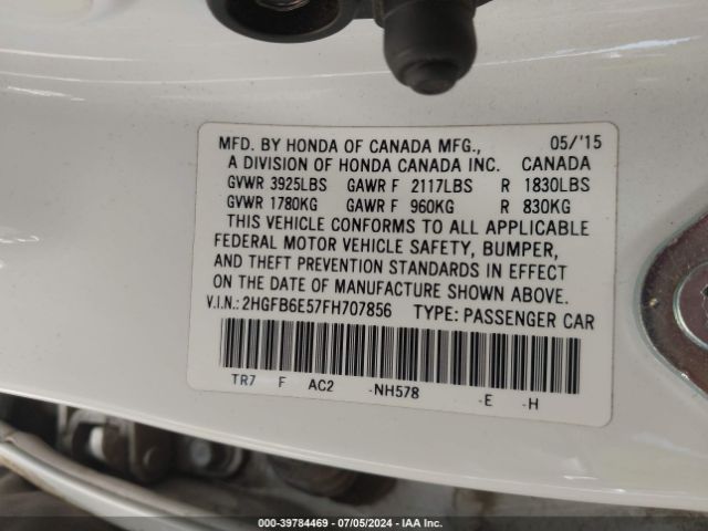 2HGFB6E57FH707856 Honda CIVIC SI