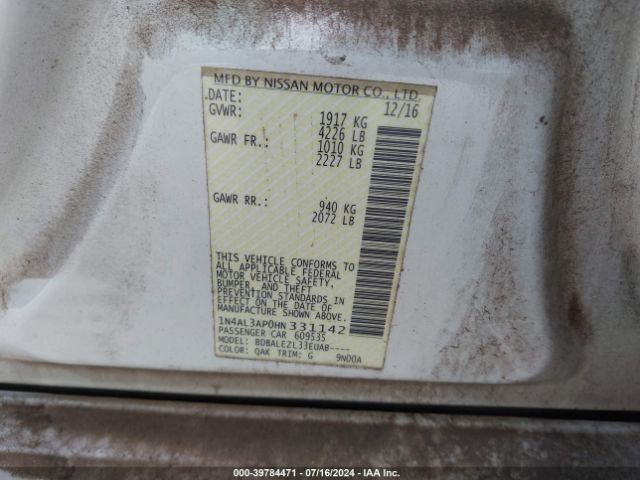 1N4AL3AP0HN331142 Nissan Altima 2.5 S
