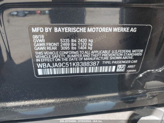WBAJA9C51KB388387 BMW 530e Iperformance