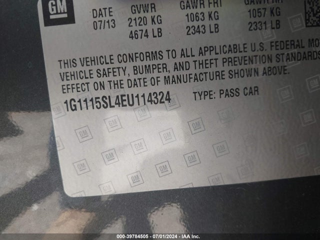 Chevrolet IMPALA 1LT 2014 1G1115SL4EU114324 Image 9